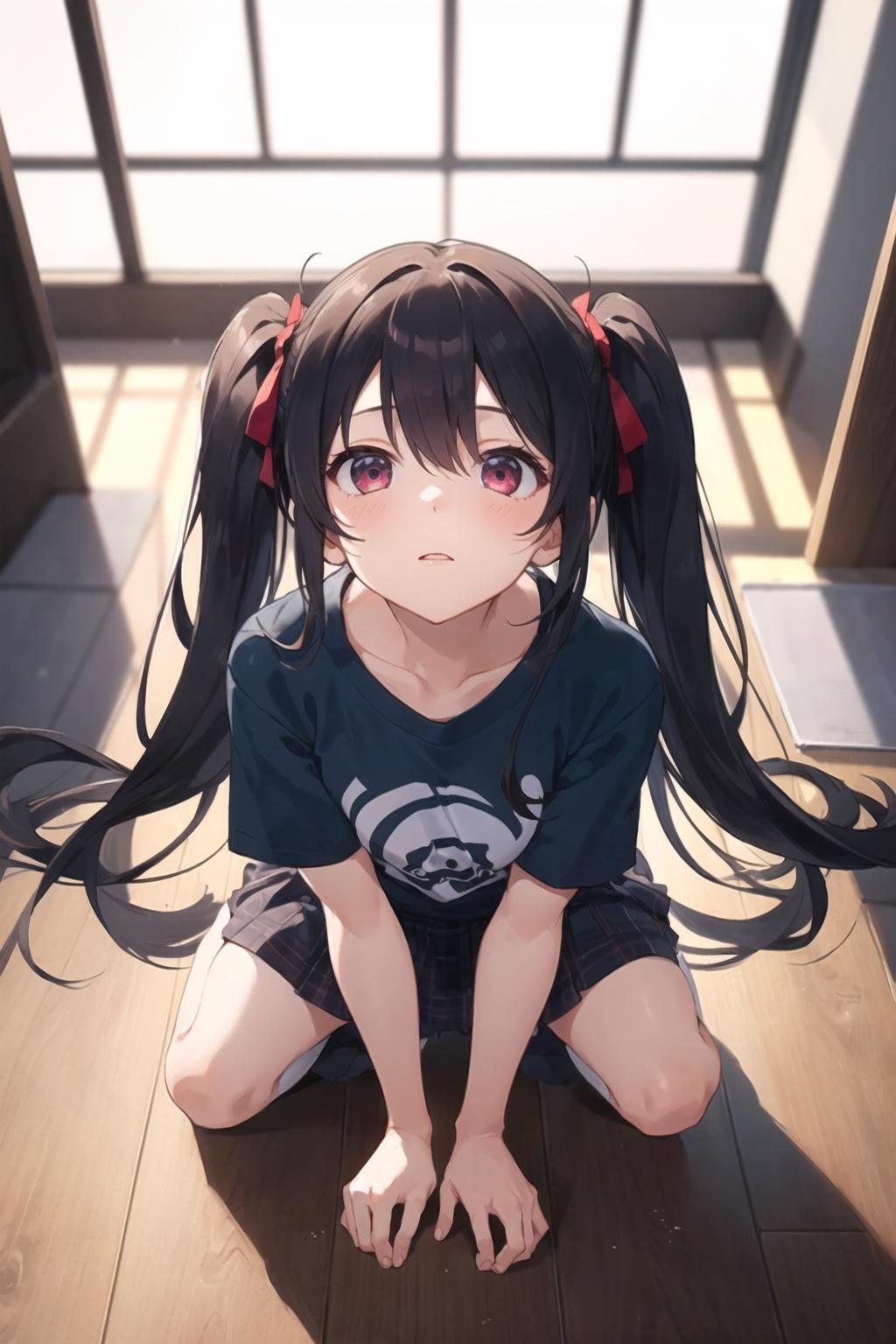 Anime girl kneeling pose - CLIP STUDIO ASSETS